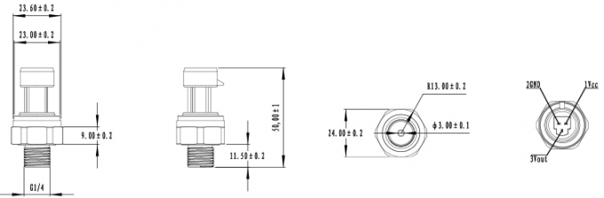 Sensor de cobre amarillo del transmisor de presión de aire del ODM del OEM para el líquido del vapor del gas